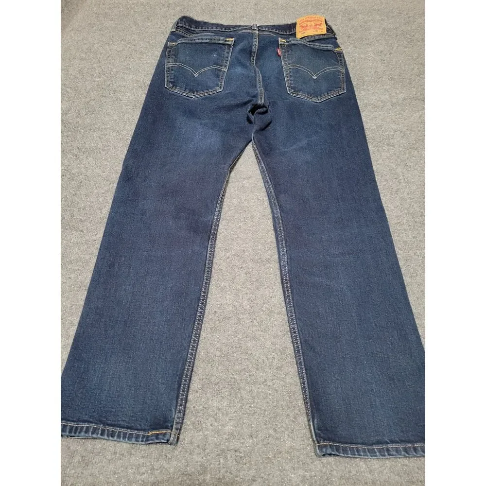 LEVI'S 505 Regular Fit Denim Jeans Men's 36 x 30 Zip Fly Dark Wash Stretch